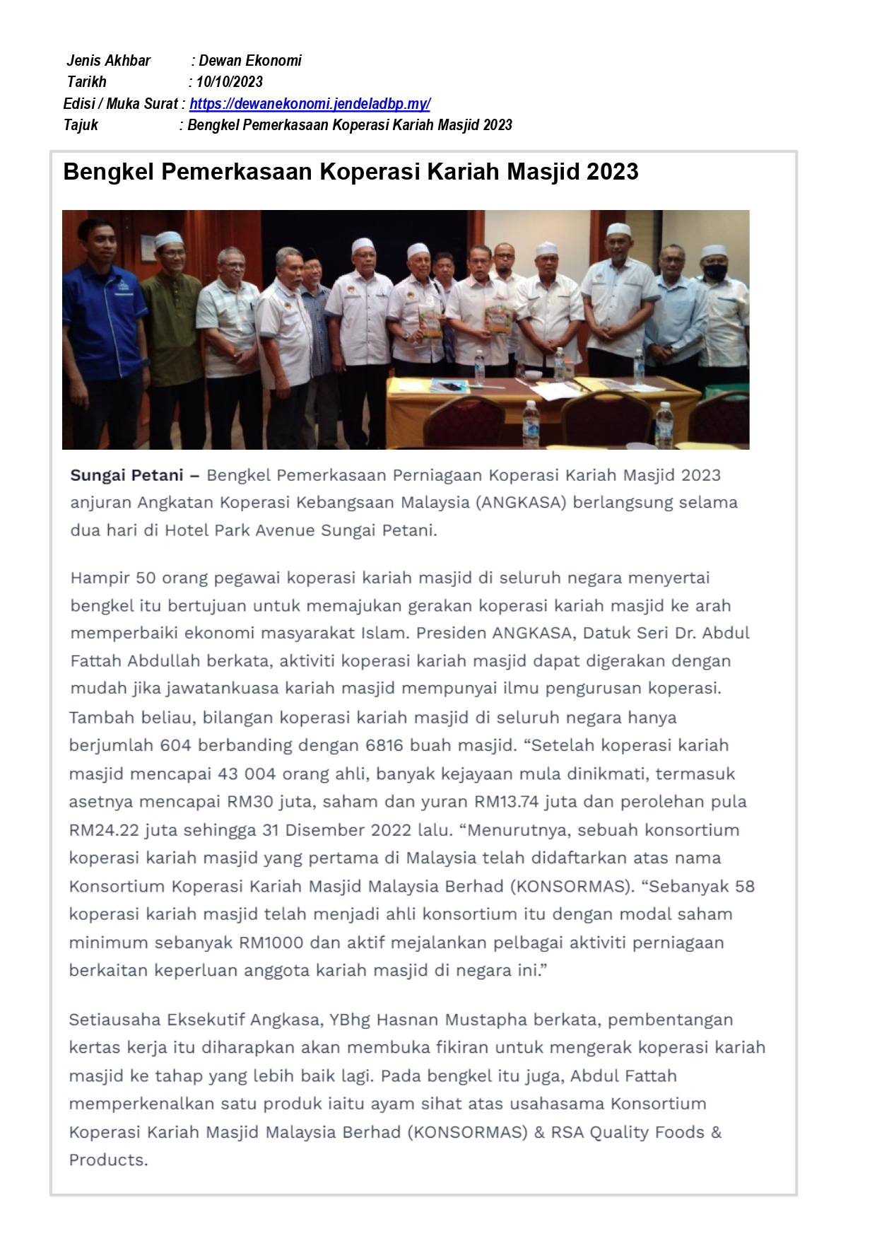 Latest News KOPERASI SAHABAT FULDA MALAYSIA BERHAD